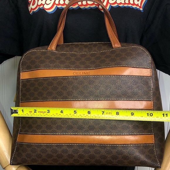 CELINE Macadam Blason Triumph Brown Carry-On Orange Leather Stripes Authentic - Picture 15 of 17